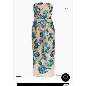 Milly Strapless Dress with Blue Floral Design